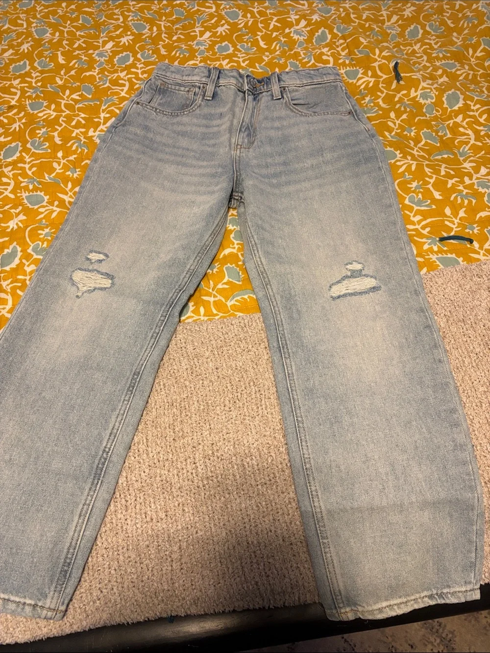 Old Navy Kids Slouchy Straight  High Rise Jeans Light Wash Built in Tough